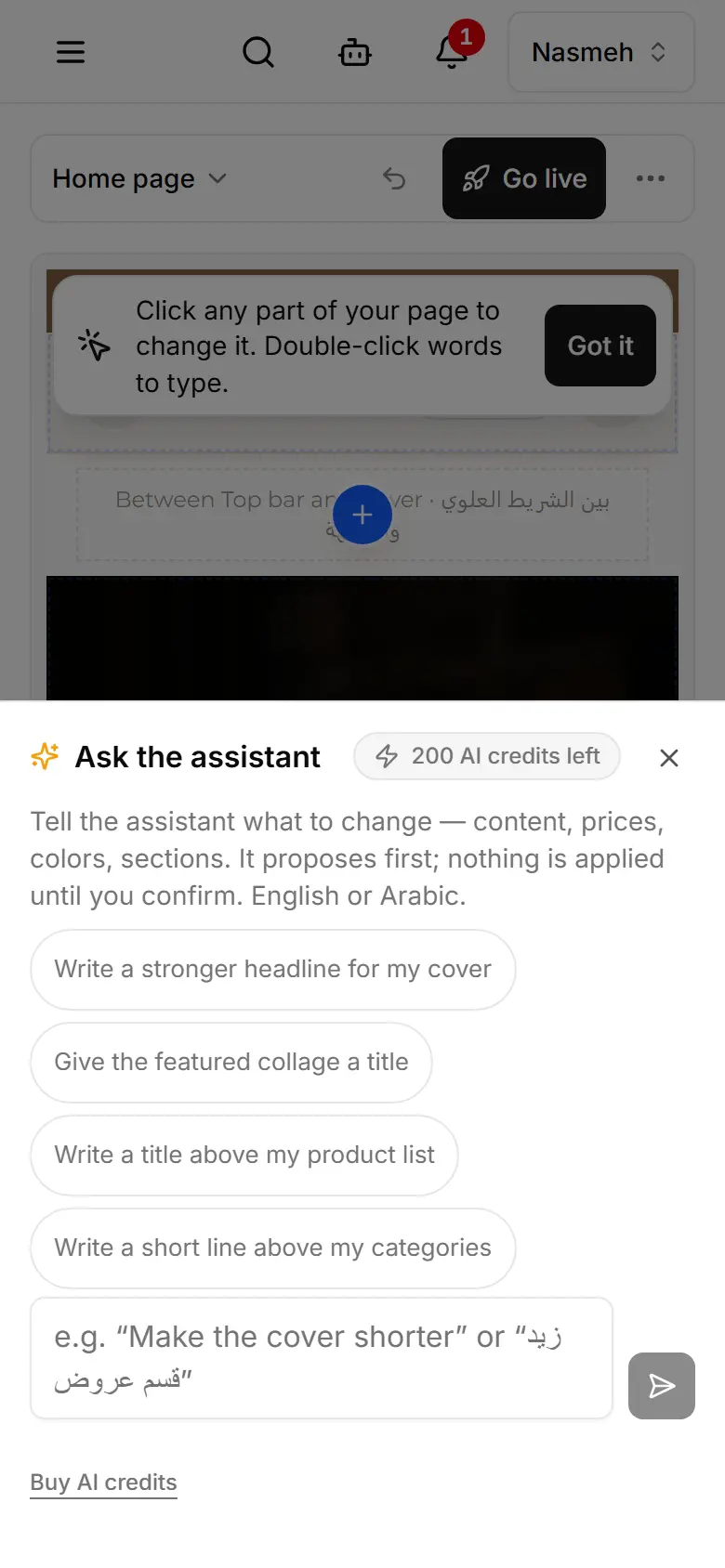 Ask the assistant, inside the editor.