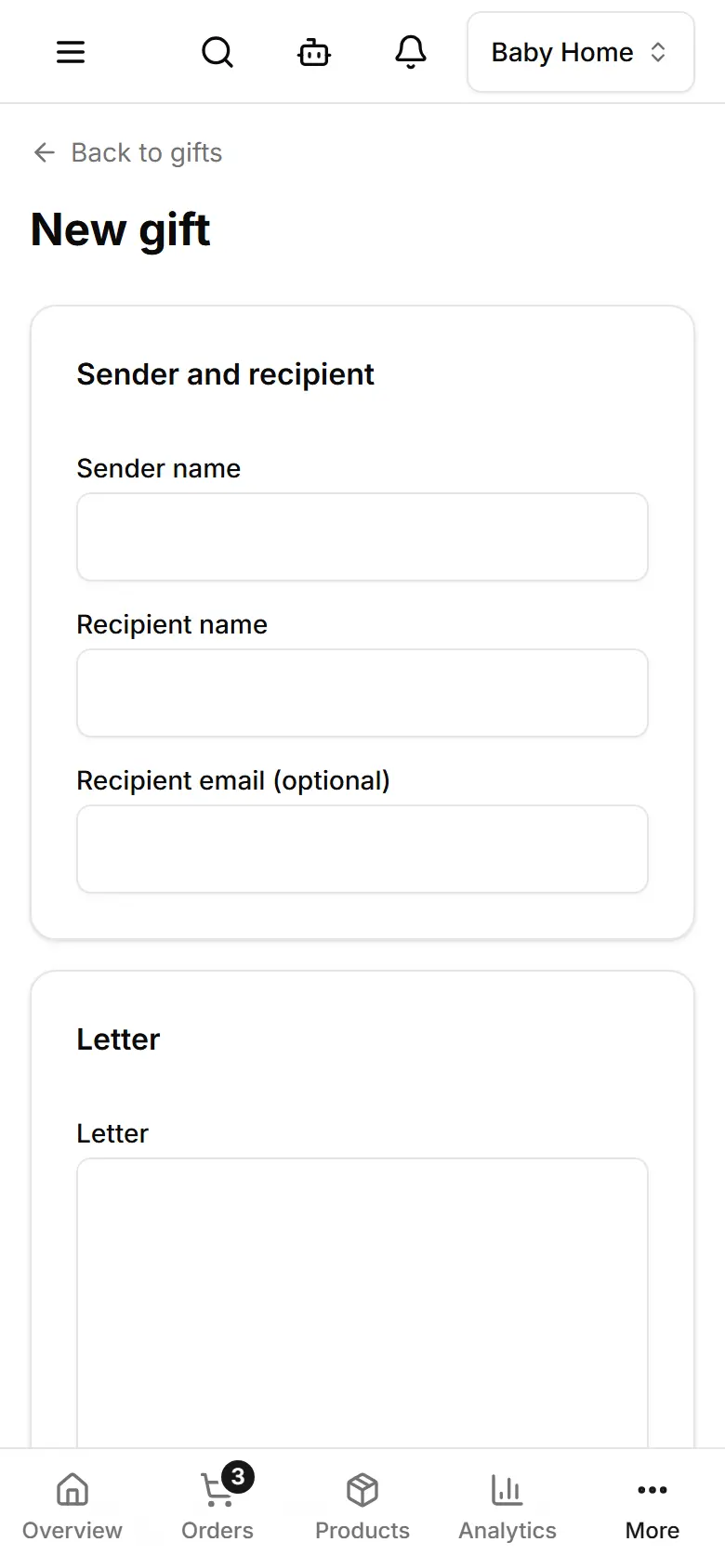 Sender, recipient and the letter come first.