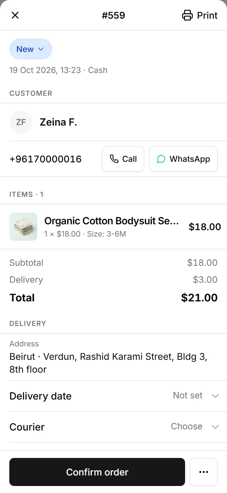 The black button at the bottom is the next step — on a cancelled order, Reopen order.