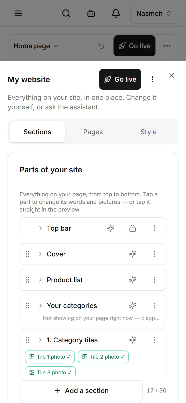 Every part of your page, top to bottom.