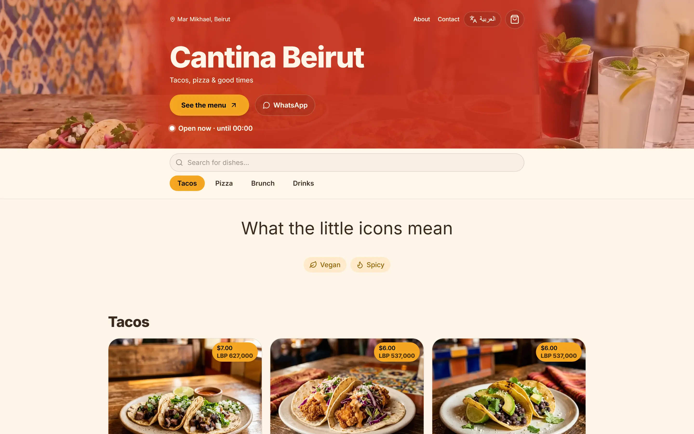Cantina template preview